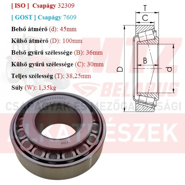 Csapágy 32309 GPZгпз-36